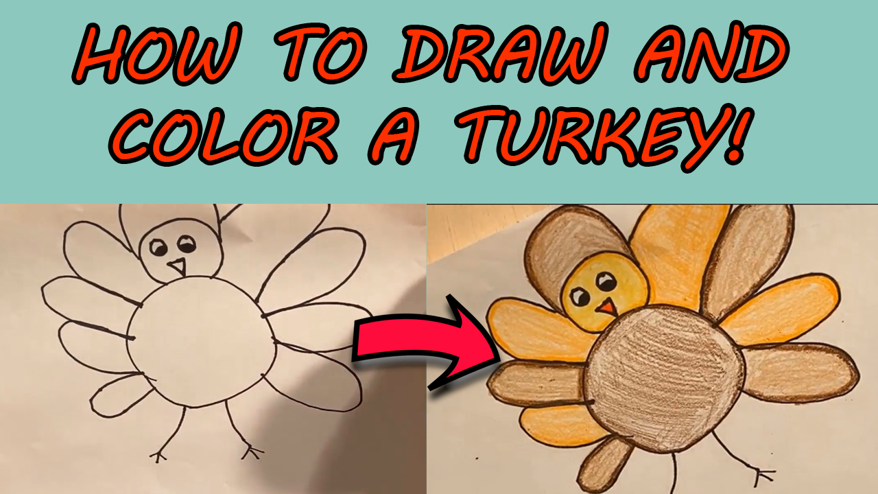 How to draw and color a turkey thumbnail